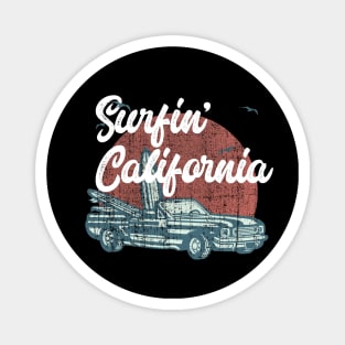 Surfin' California Muscle Car Vintage Convertible Surfer Magnet